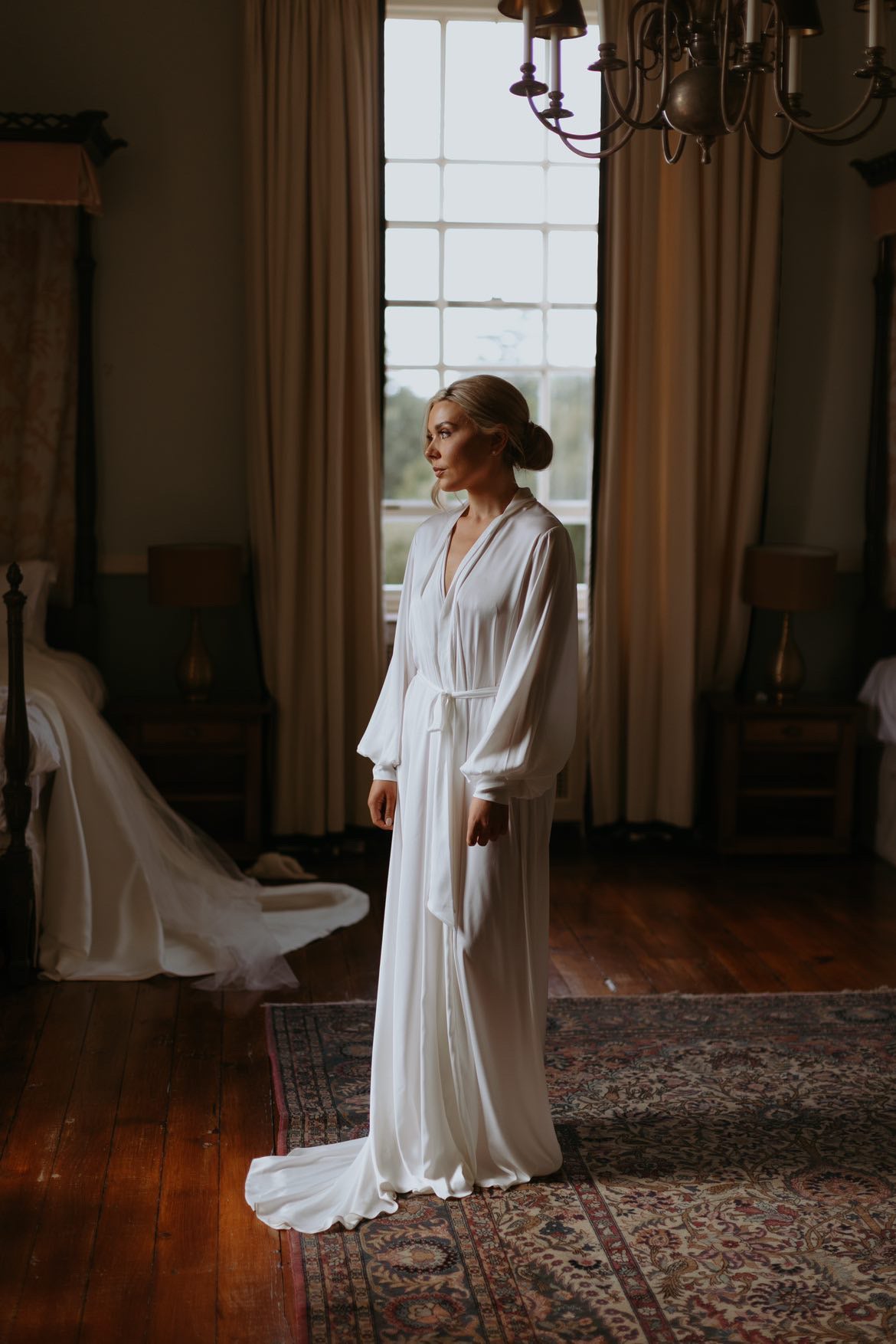 Silk Gown With Pearl Cuffs