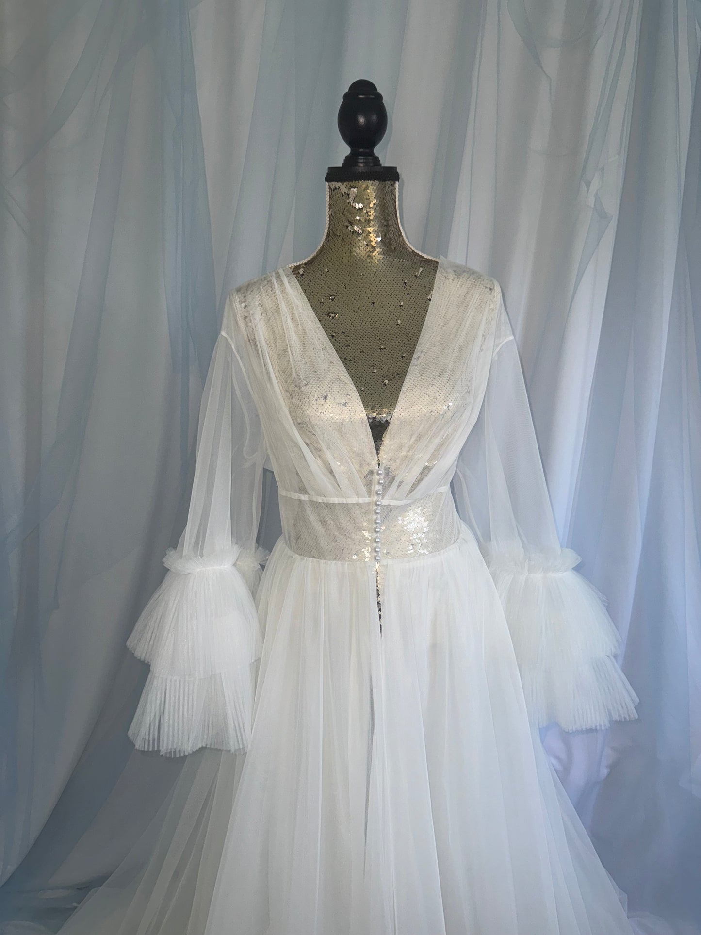 Tulle Gown With Pearl Buttons