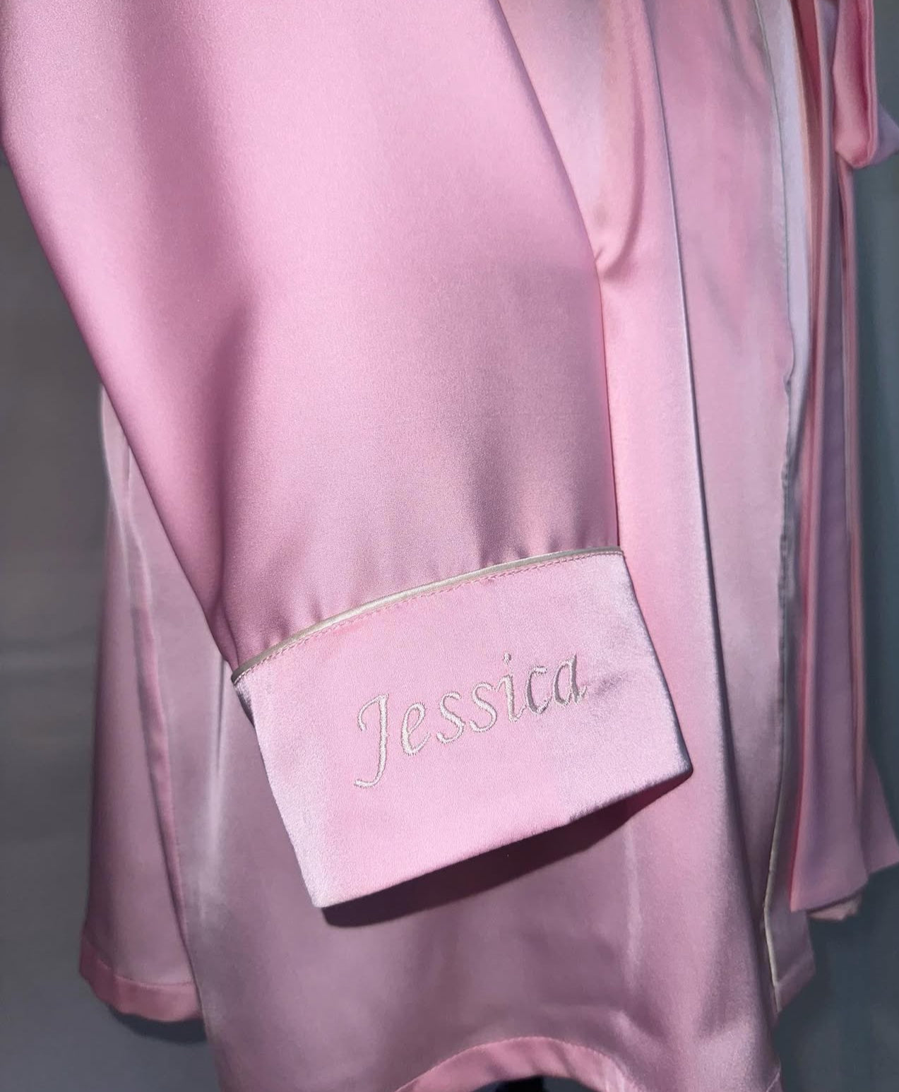 Pink Robe & Ivory Trim
