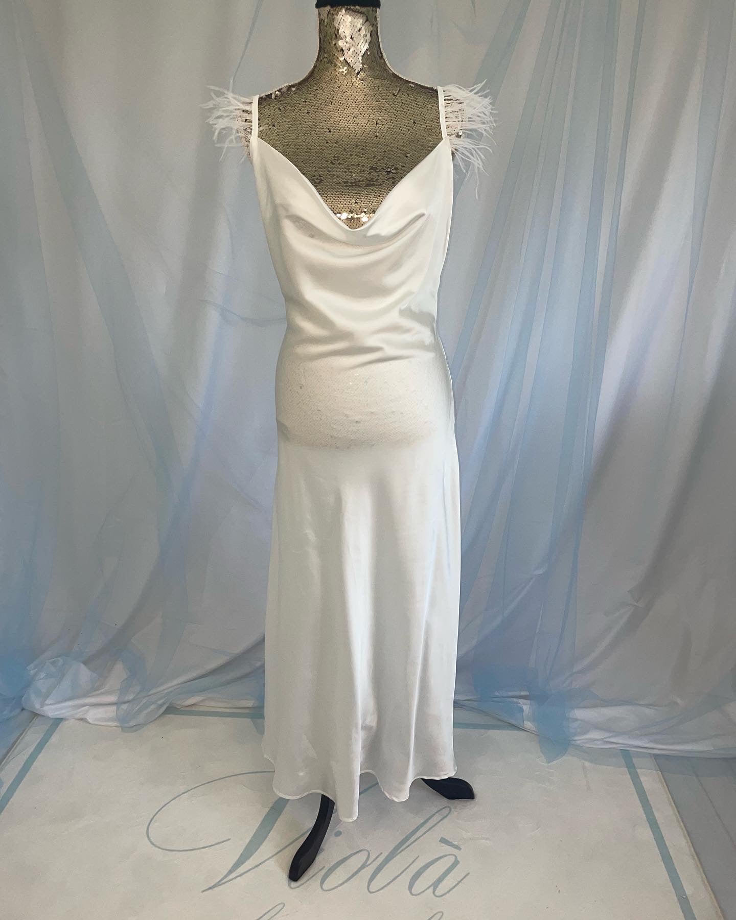 Ostrich Feather Satin Cami