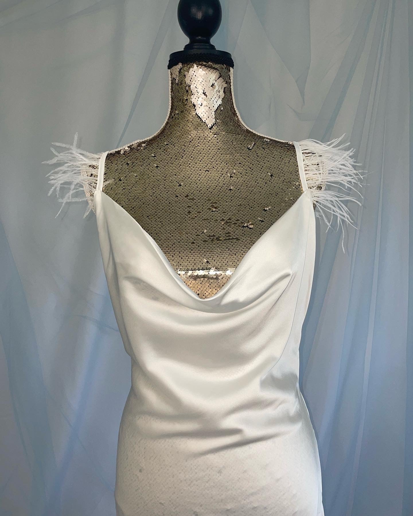 Ostrich Feather Satin Cami