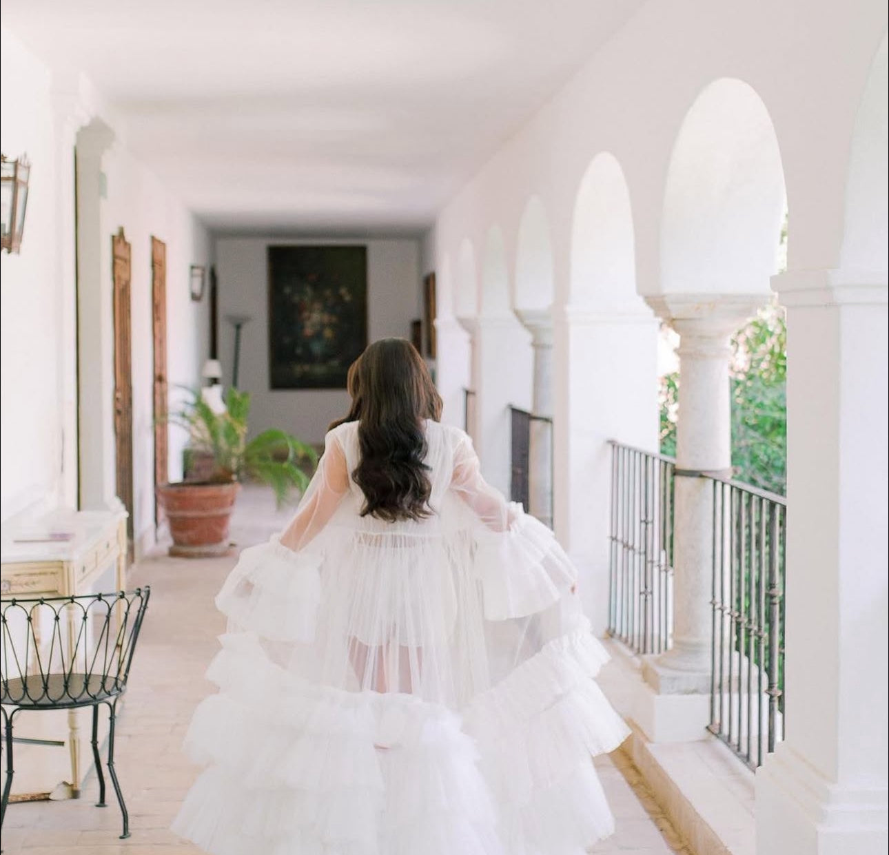 Maternity Nude Tulle Gown