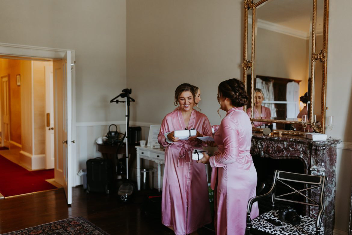 Blush Pink Robe & Ivory Trim