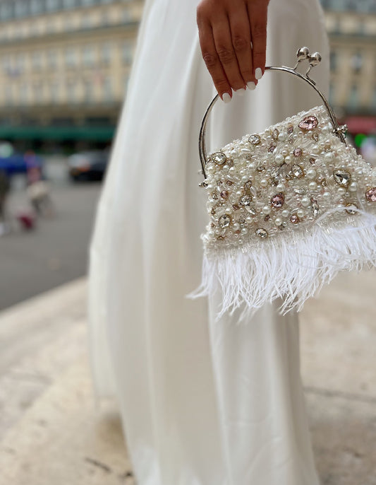 Hand Beaded Ostrich Feather Bag