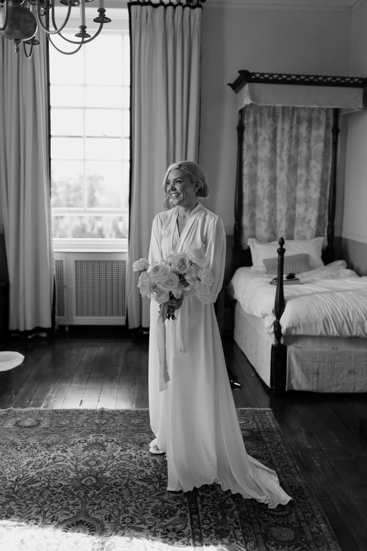 Silk Gown With Pearl Cuffs