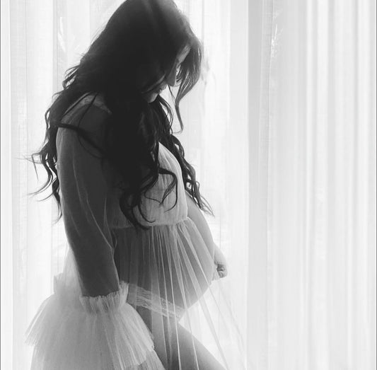Maternity Nude Tulle Gown
