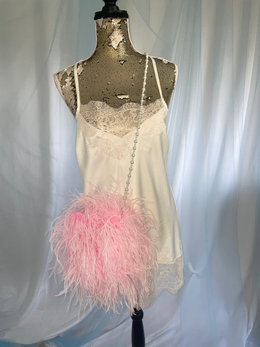 Pink Ostrich Feather Bag