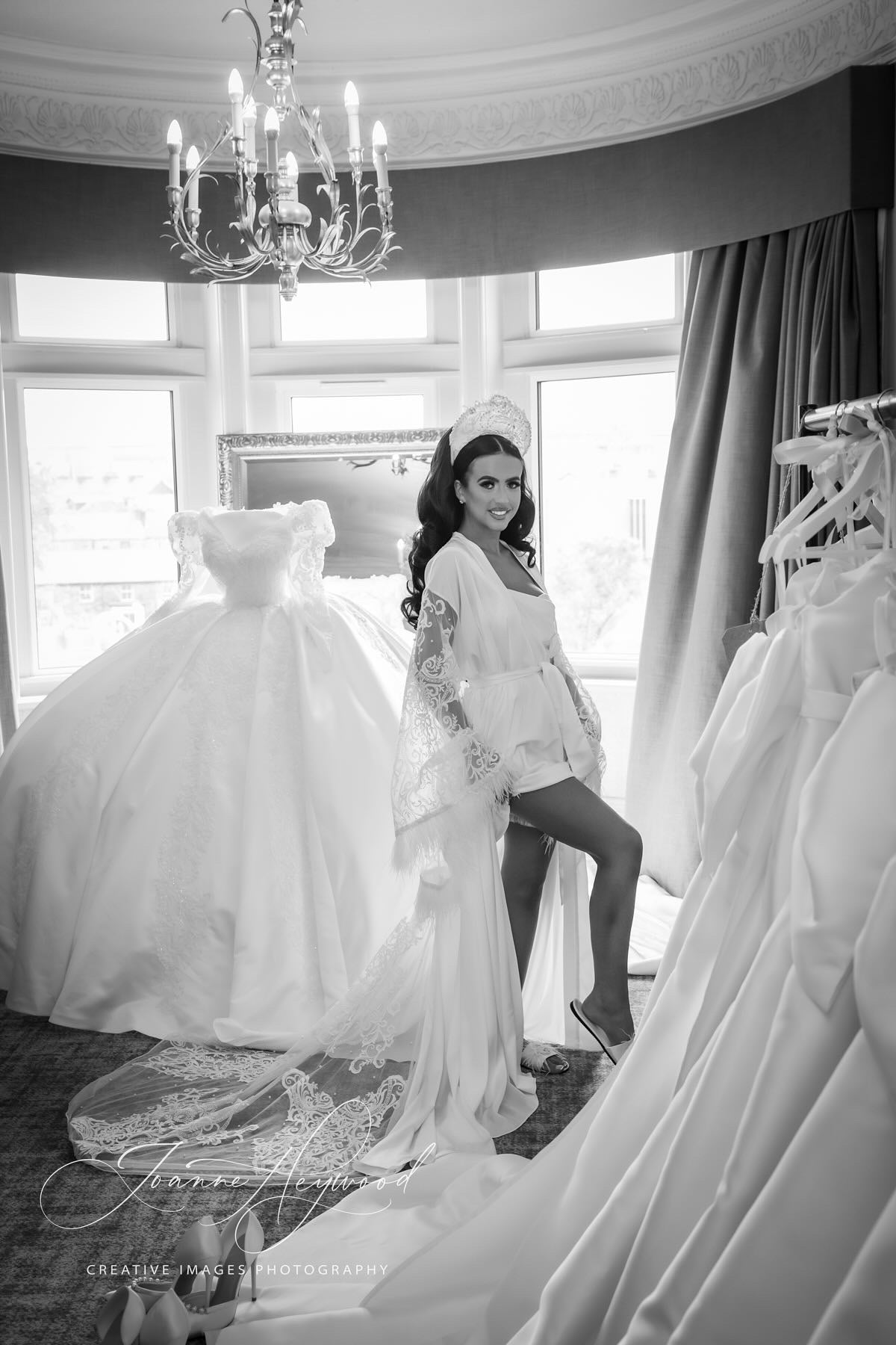 Lace & Ostrich Feather Silk Gown