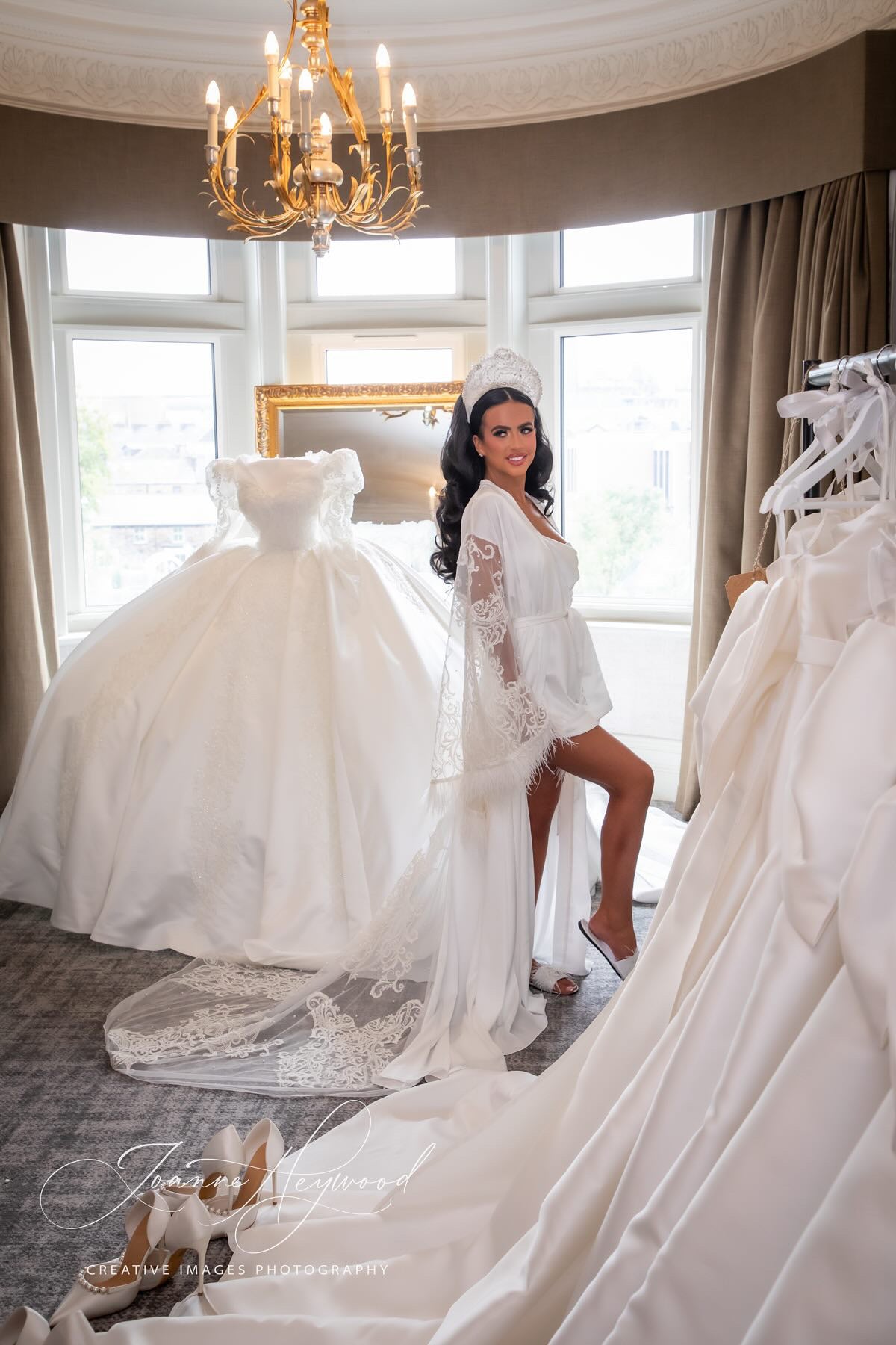 Lace & Ostrich Feather Silk Gown