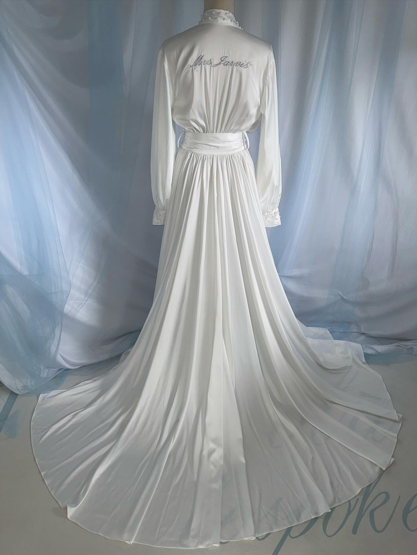 Pearl Trim Silk Gown
