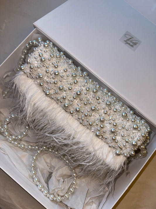 Ivory Hand beaded pearl bag