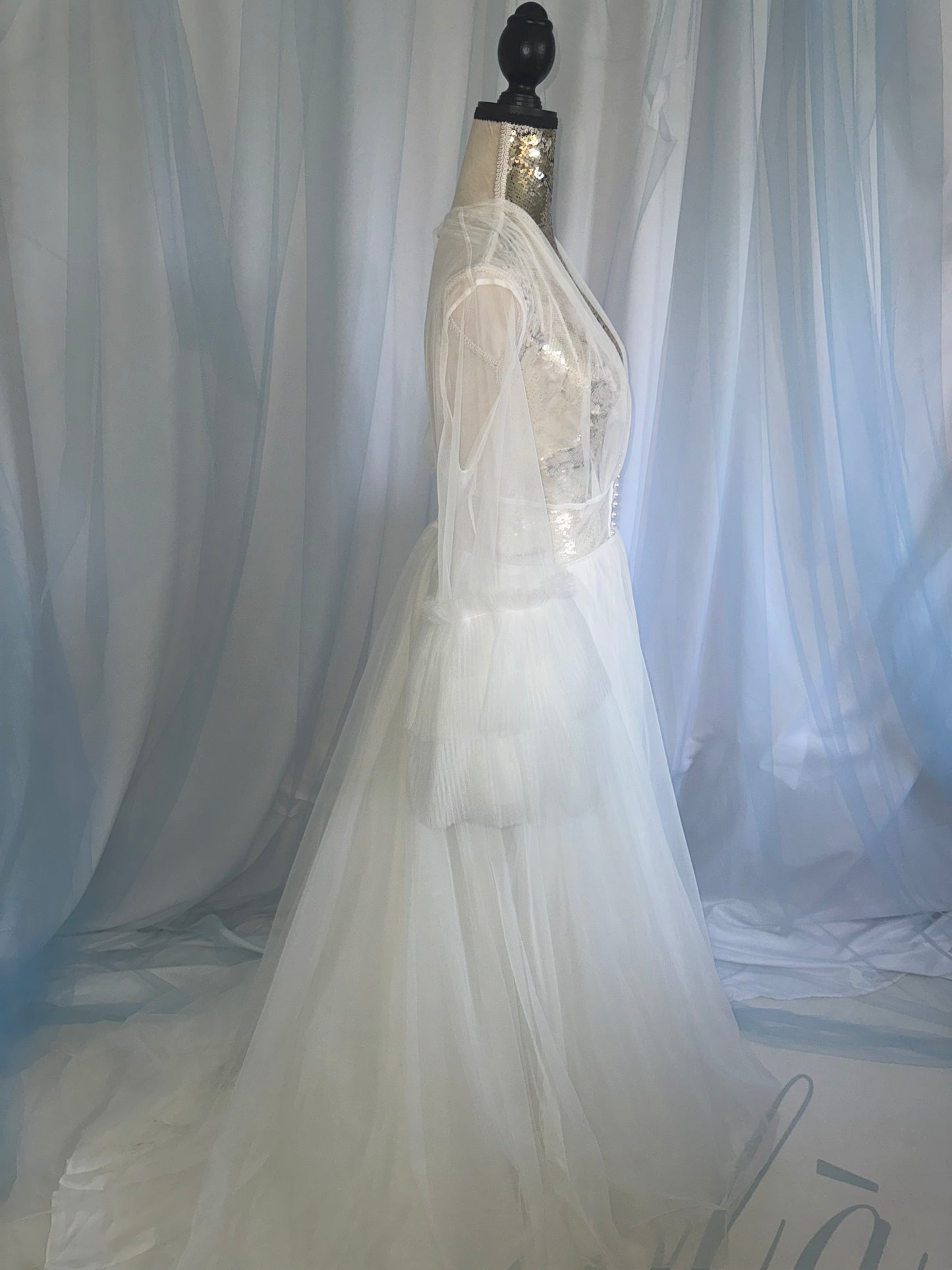 Tulle Gown With Pearl Buttons
