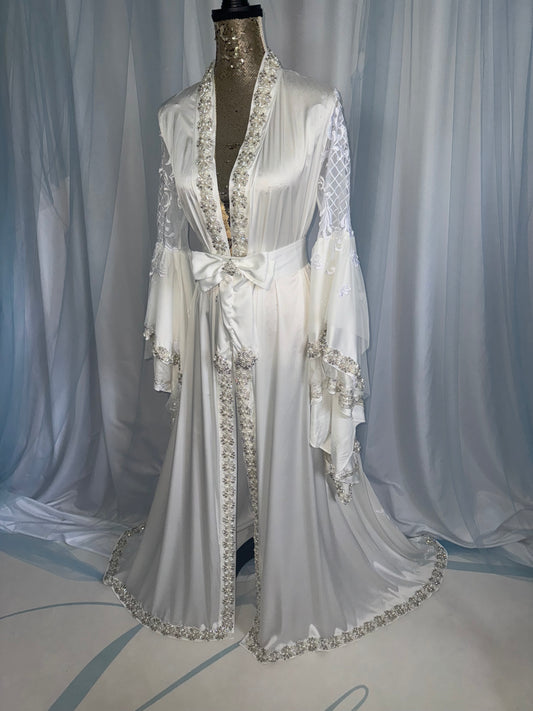 Hand Beaded Pearl & Sparkle Trim Gown